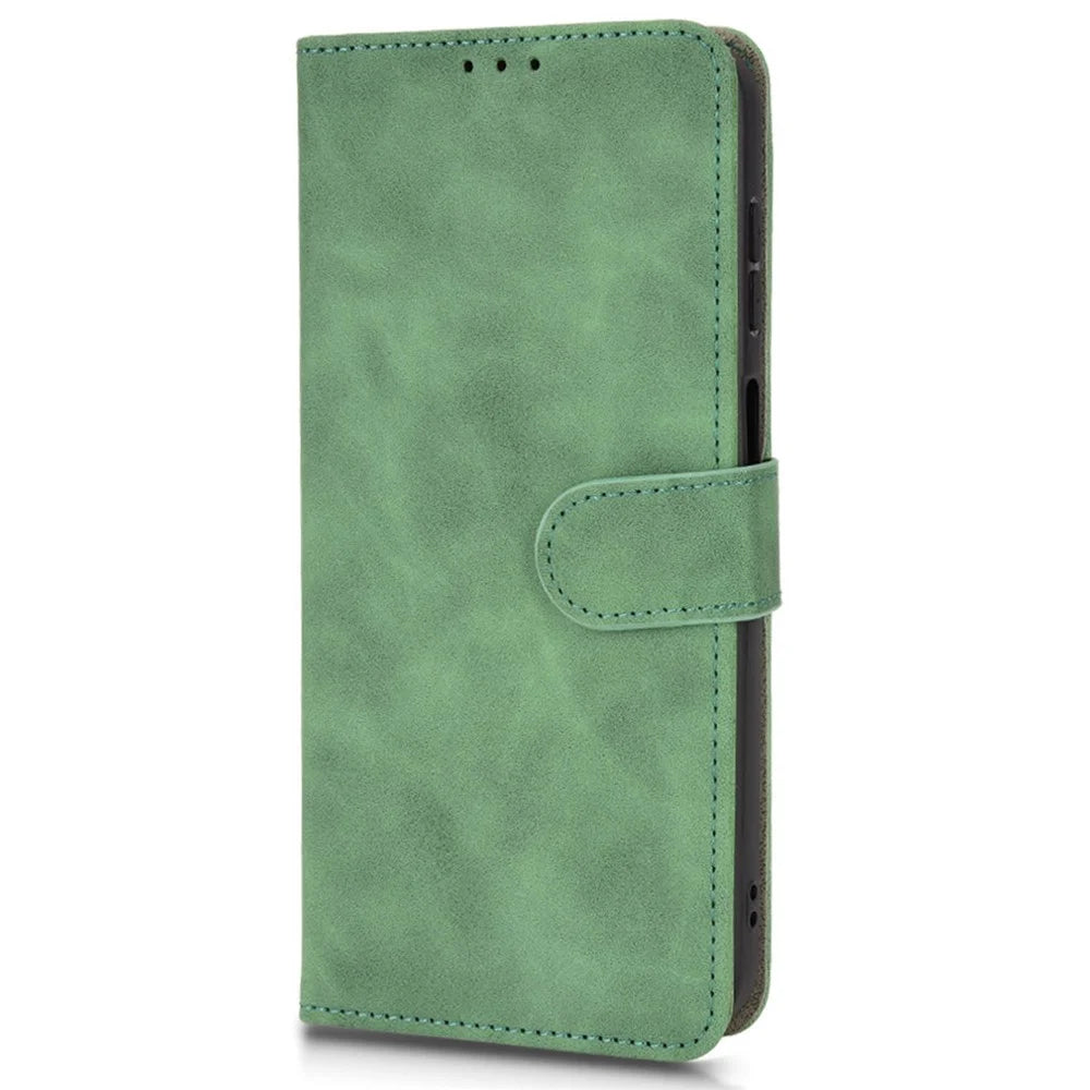 For Samsung Galaxy A03 (166.5mm) Skin-Touch Feeling Phone Wallet Stand Case PU Leather Magnetic Clasp Protective Cover - Green - 4
