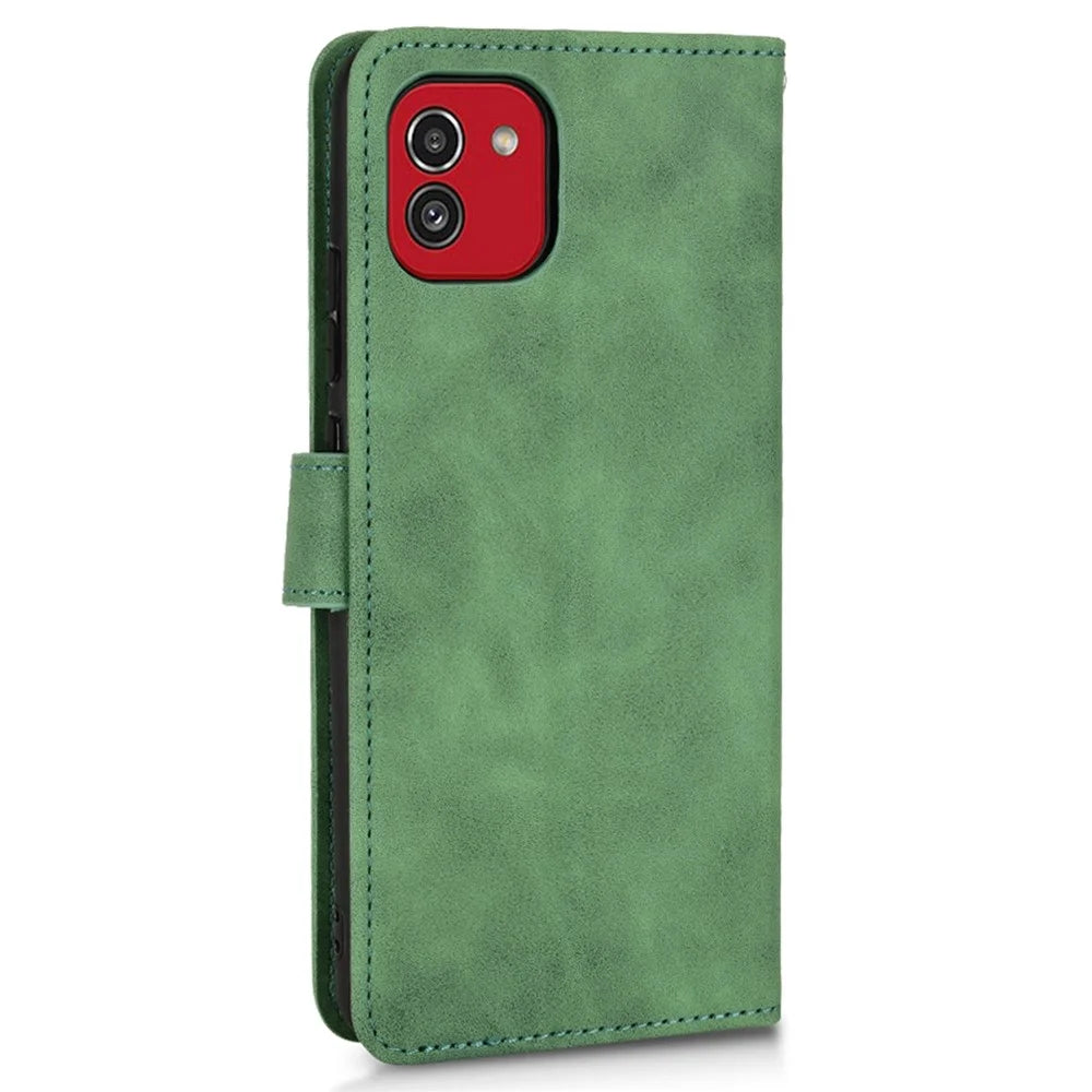 For Samsung Galaxy A03 (166.5mm) Skin-Touch Feeling Phone Wallet Stand Case PU Leather Magnetic Clasp Protective Cover - Green - 5