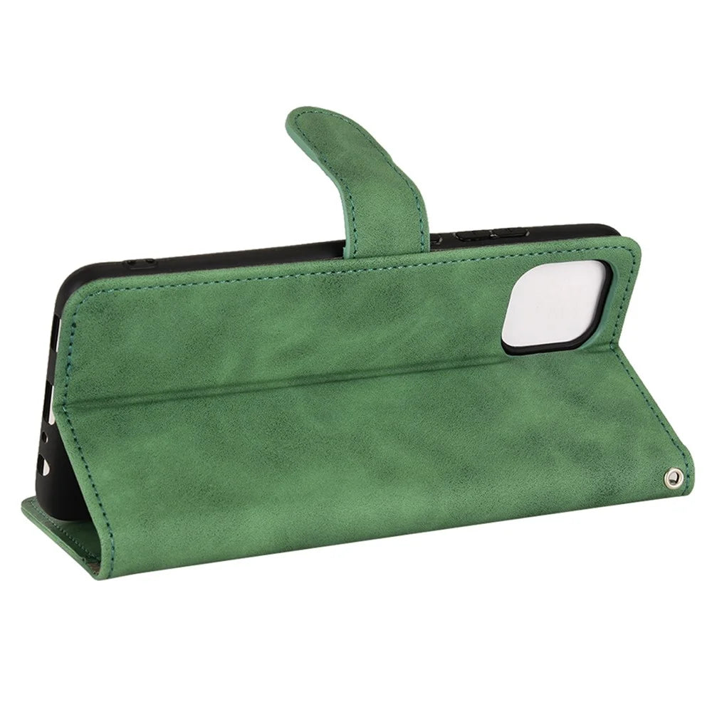 For Samsung Galaxy A03 (166.5mm) Skin-Touch Feeling Phone Wallet Stand Case PU Leather Magnetic Clasp Protective Cover - Green - 3