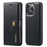 DG.MING For iPhone 14 Pro Max 6.7 inch Wallet Magnetic Detachable Case Split Leather Stand Flip Phone Cover - Black - 1