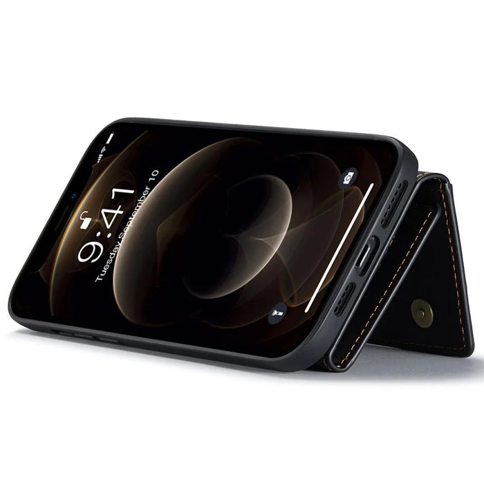 DG.MING M2 Series for iPhone 14 Plus 6.7 inch Anti-drop Full Protection Magnetic Absorption Kickstand Design Cell Phone Case Cover with Detachable Wallet - Black - 3