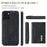 DG.MING M2 Series for iPhone 14 Plus 6.7 inch Anti-drop Full Protection Magnetic Absorption Kickstand Design Cell Phone Case Cover with Detachable Wallet - Black - 6