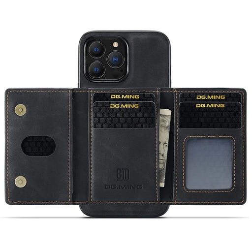 DG.MING M2 Series for iPhone 14 Pro Max 6.7 inch Magnetic Absorption Wear-resistant Protective Phone Case with Detachable Wallet / Kickstand - Black - 2