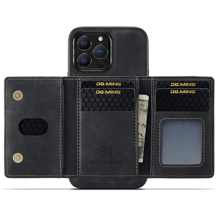 DG.MING M2 Series for iPhone 14 Pro Max 6.7 inch Magnetic Absorption Wear-resistant Protective Phone Case with Detachable Wallet / Kickstand - Black - 2