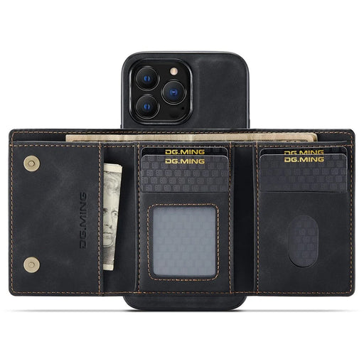 DG.MING M1 Series For iPhone 14 Pro Max 6.7 inch Anti-drop Detachable Magnetic 2-in-1 Wallet PC+TPU+PU Leather Wear-resistant Phone Case - Black - 2