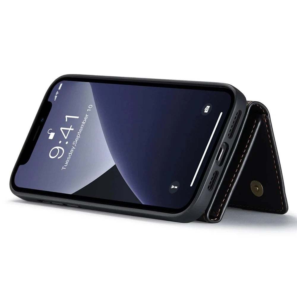 DG.MING M1 Series For iPhone 14 Pro Max 6.7 inch Anti-drop Detachable Magnetic 2-in-1 Wallet PC+TPU+PU Leather Wear-resistant Phone Case - Black - 3