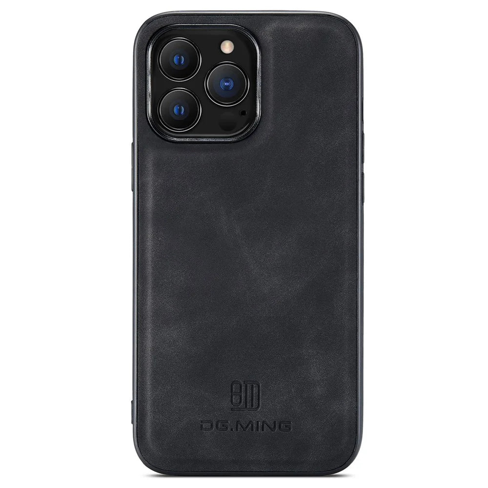 DG.MING M1 Series For iPhone 14 Pro Max 6.7 inch Anti-drop Detachable Magnetic 2-in-1 Wallet PC+TPU+PU Leather Wear-resistant Phone Case - Black - 5