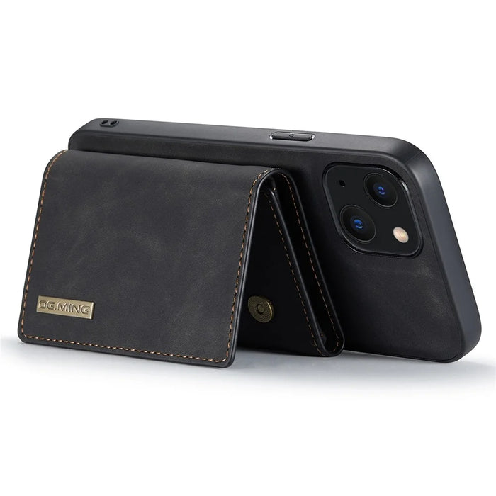 DG.MING M1 Series For iPhone 14 6.1 inch Detachable Magnetic 2-in-1 Wallet Phone Case PC+TPU+PU Leather Well-protected Anti-scratch Cover - Black - 4