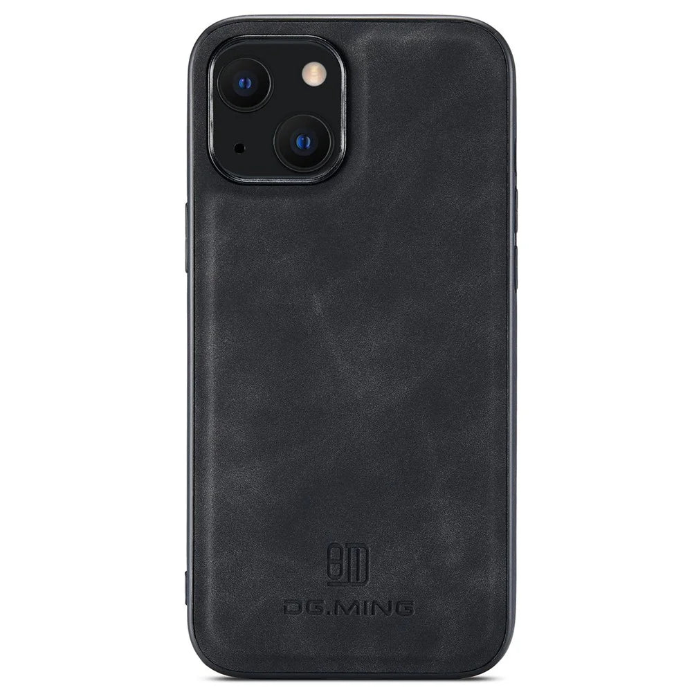 DG.MING M1 Series For iPhone 14 Plus 6.7 inch Detachable Magnetic 2-in-1 Wallet Anti-scratch Phone Case PC+TPU+PU Leather Protector - Black - 5