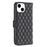 BINFEN COLOR For iPhone 14 6.1 inch BF Style-14 Matte PU Leather Imprinted Rhombus Pattern Case Stand Wallet Cover - Black - 7