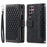005 Style for Samsung Galaxy S22 Ultra 5G Rhombus Texture PU Leather Phone Wallet Stand Cover Zipper Pocket Design Anti-drop Case with Wrist Strap - Black - 1
