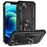 For iPhone 14 6.1 inch Military Grade Shockproof TPU + PC Kickstand Phone Case Protector with Car Mount Metal Sheet - Black - 1