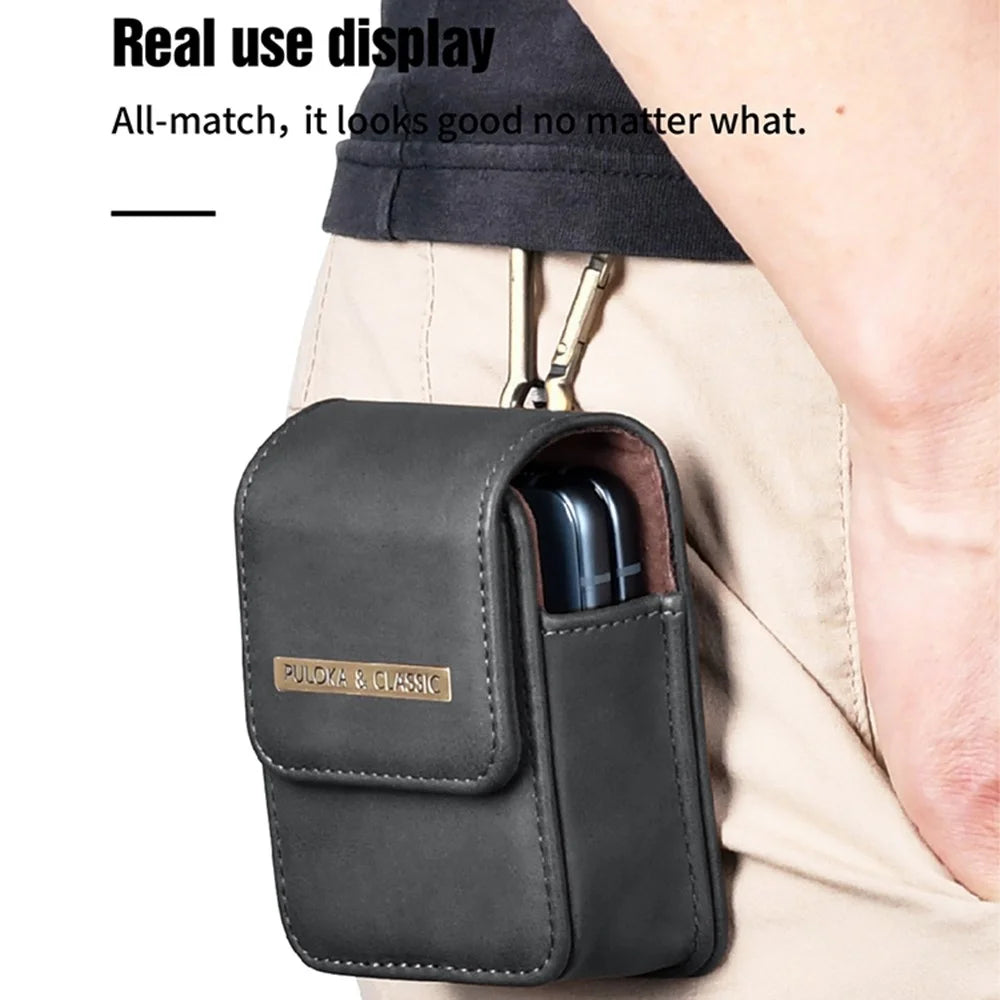 PULOKA for Samsung Galaxy Z Flip5 5G / Flip4 5G / Flip3 5G Portable Waist Bag Vertical Scratch Resistant PU Leather Waist Pouch with Hook - Black - 6