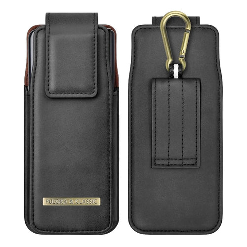 PULOKA Waist Bag for Samsung Galaxy Z Fold5 5G / Fold4 5G / Fold3 5G / Fold2 5G Vertical Phone Bag PU Leather Waist Pouch - Black - 1
