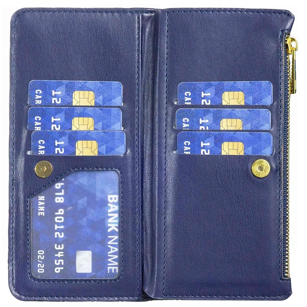 BINFEN COLOR BF Style-15 for Samsung Galaxy S21 4G / 5G Rhombus Pattern Imprinted Matte PU Leather TPU Case Stand Wallet Zipper Pocket Phone Shell Protector - Blue - 4