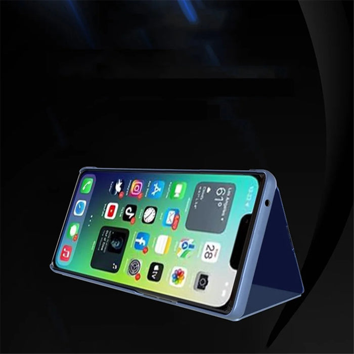 For iPhone 14 Flip Leather Cover with Stand Full Body Protective Phone Case - Blue - 2