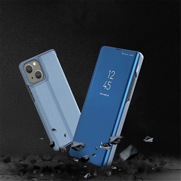 For iPhone 14 Flip Leather Cover with Stand Full Body Protective Phone Case - Blue - 7