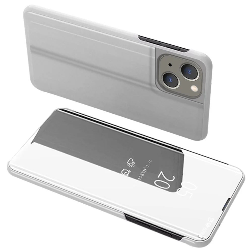 For iPhone 14 Plus Flip Leather Cover with Stand Full Body Protective Phone Case - Silver - 1