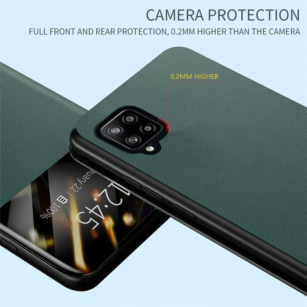 For Samsung Galaxy A42 5G Full Protection Stand Card Slot Phone Case PU Leather Protective Cover with View Window - Red - 3