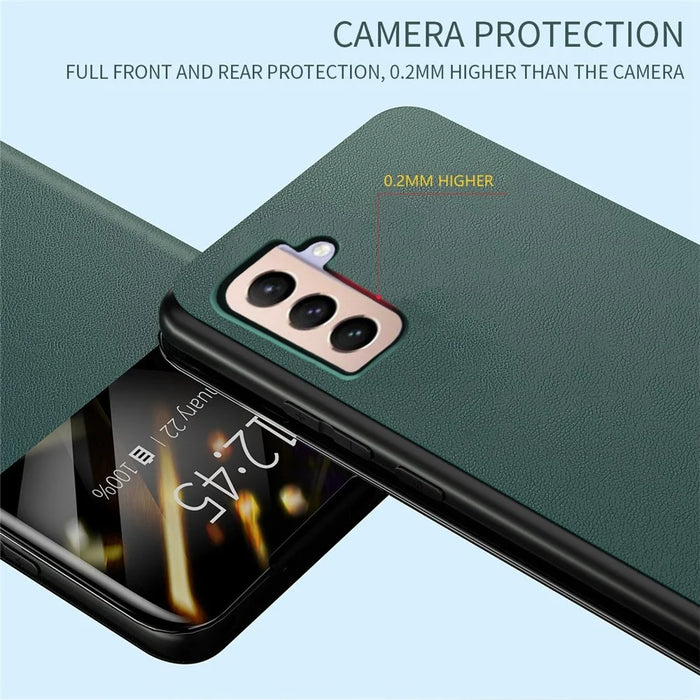 For Samsung Galaxy S22+ 5G View Window Phone Case PU Leather Card Holder Stand Protective Cover - Black - 2