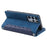 005 Style for Samsung Galaxy S21 Ultra 5G Rhombus Texture Leather Stand Case Zipper Pocket Wallet Phone Cover with Wrist Strap - Blue - 4