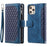 005 Style Zipper Pocket Stand Case for iPhone 11 Pro Max 6.5 inch, PU Leather Wallet Rhombus Texture Phone Shell Protector with Wrist Strap - Blue - 1