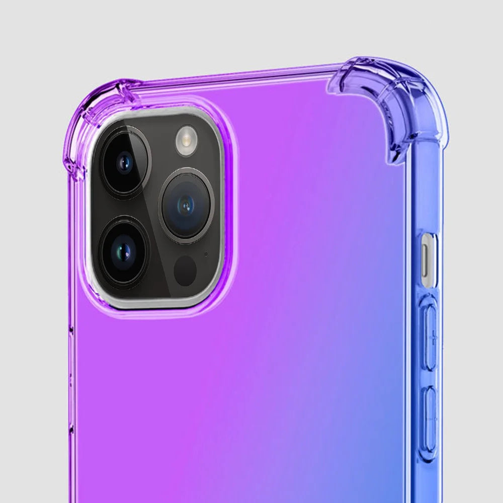 For iPhone 14 Pro Max 6.7 inch Gradient Design Shock Absorption TPU Soft Edge Bumper with Reinforced Corners Protective Cover - Pink / Green - 4