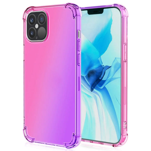 For iPhone 14 Plus 6.7 inch Phone Case, Gradient Design TPU Soft Edge Bumper with Reinforced Corners Protective Cover - Pink / Purple - 1