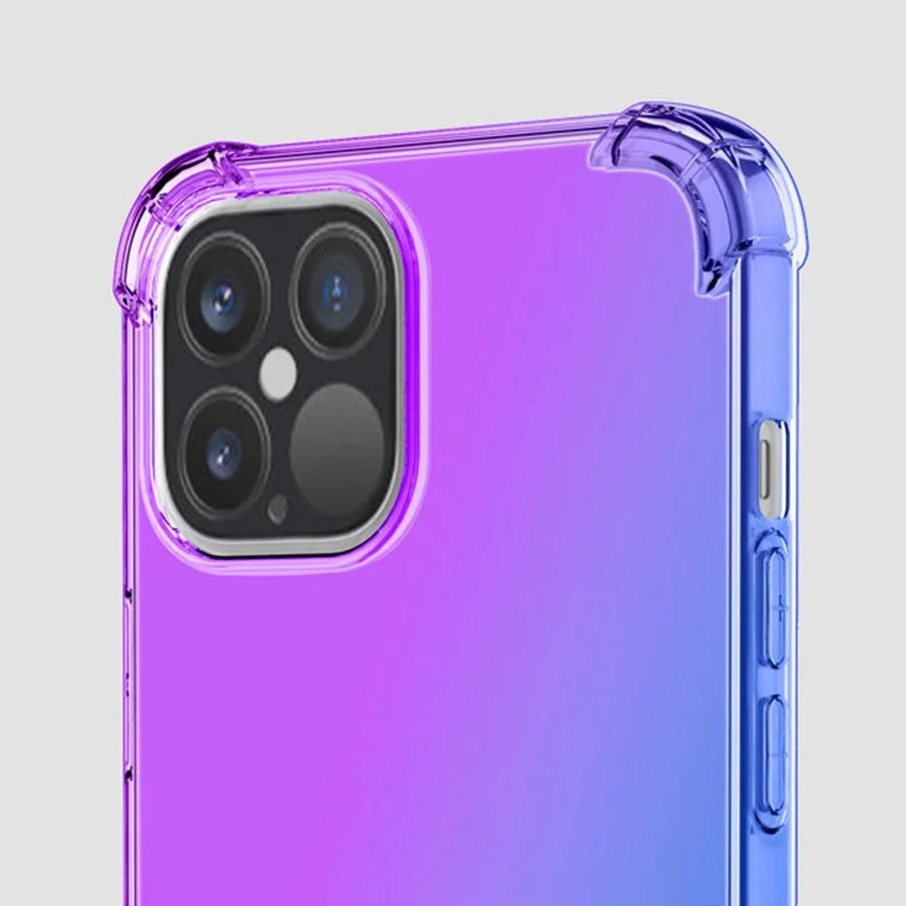 For iPhone 14 Plus 6.7 inch Phone Case, Gradient Design TPU Soft Edge Bumper with Reinforced Corners Protective Cover - Pink / Purple - 4