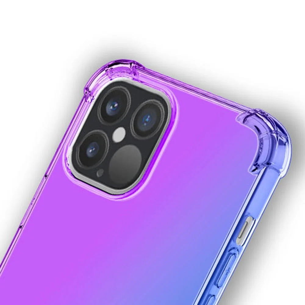 For iPhone 14 Plus 6.7 inch Phone Case, Gradient Design TPU Soft Edge Bumper with Reinforced Corners Protective Cover - Pink / Purple - 5