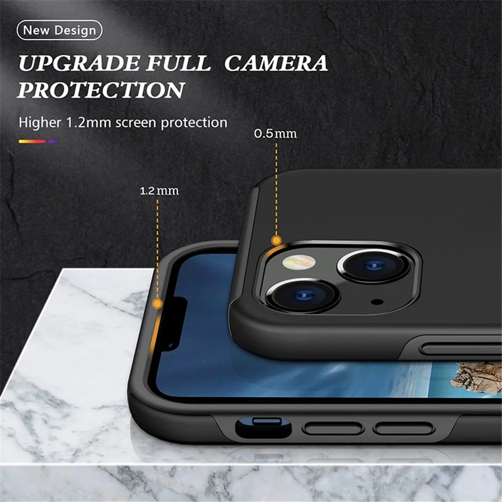 For iPhone 14 6.1 inch Hard PC+Soft TPU Dual Layer Protection Case Ring Car Mount Kickstand Protective Phone Cover - Black - 5