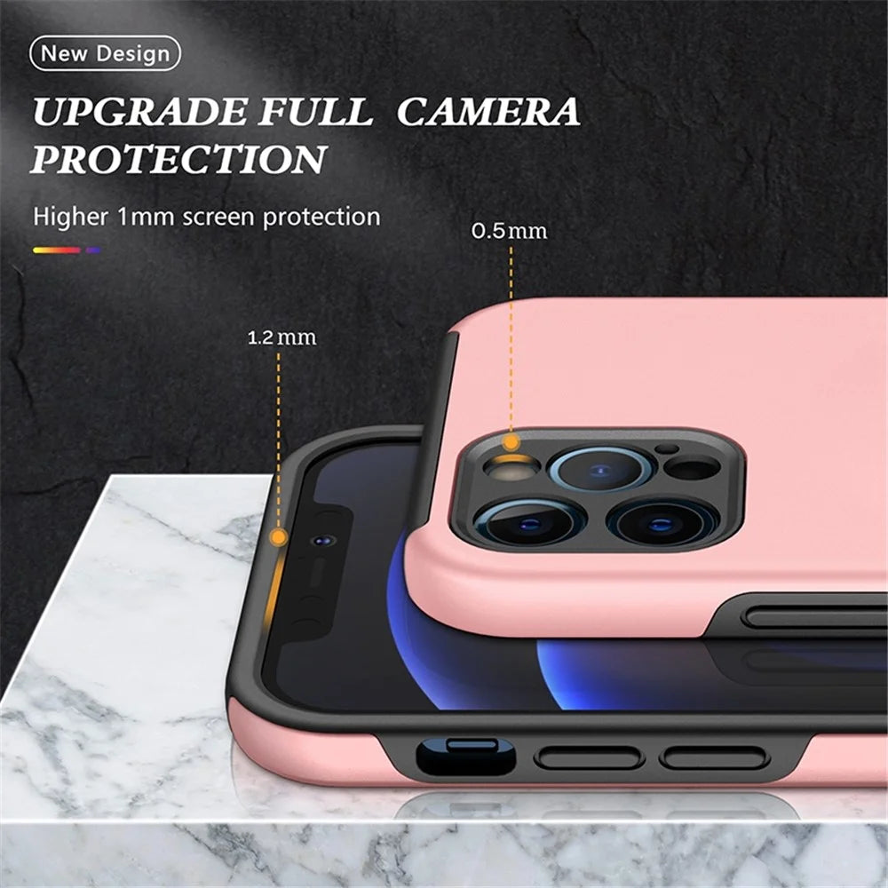 For iPhone 14 Pro 6.1 inch Hard PC+Soft TPU Well-protected Anti-wear Case Ring Car Mount Kickstand Anti-drop Phone Shell Cover - Rose Gold - 5