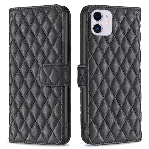 BINFEN COLOR BF Style-14 for iPhone 11 6.1 inch Anti-drop Phone Cover Adjustable Stand Matte Leather Wallet Case with Magnetic Clasp - Black - 1