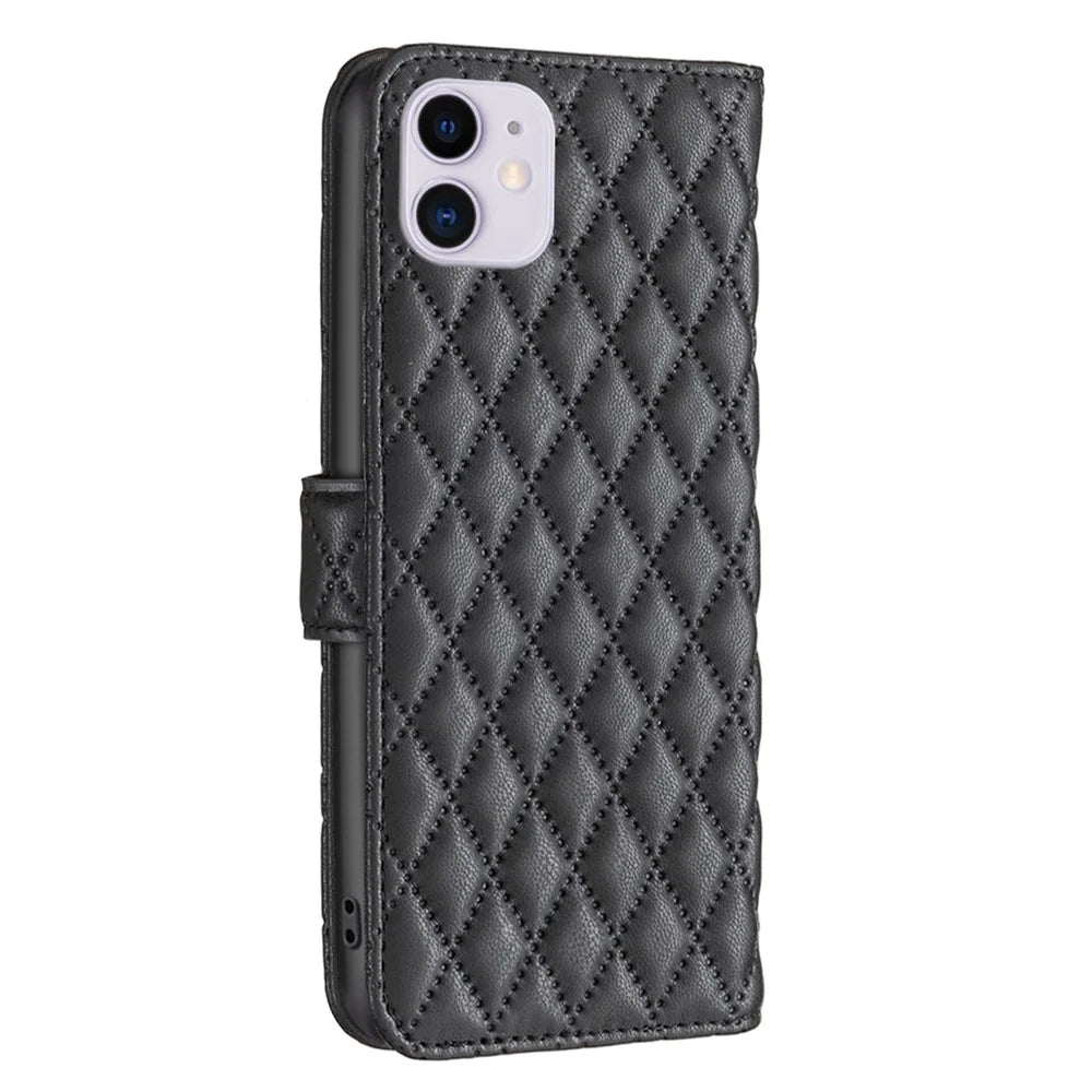 BINFEN COLOR BF Style-14 for iPhone 11 6.1 inch Anti-drop Phone Cover Adjustable Stand Matte Leather Wallet Case with Magnetic Clasp - Black - 7