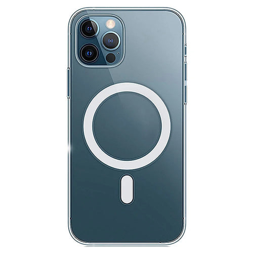 For iPhone 14 Plus 6.7 inch Clear Anti-scratch Phone Case Compatible with MagSafe Design Acrylic + TPU Magnetic Hybrid Cover - 1