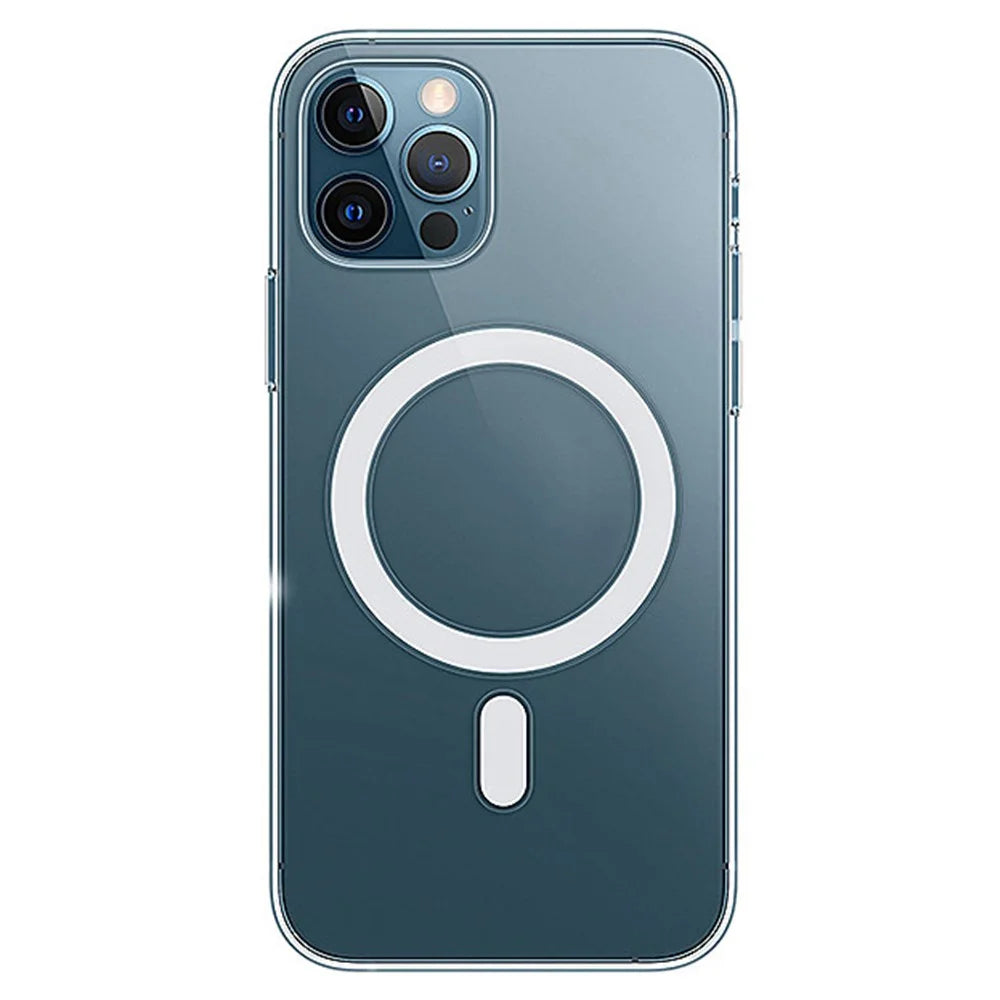 For iPhone 14 6.1 inch Magnetic Clear Phone Case with Compatible with MagSafe Design Acrylic + TPU Hybrid Cover - 1