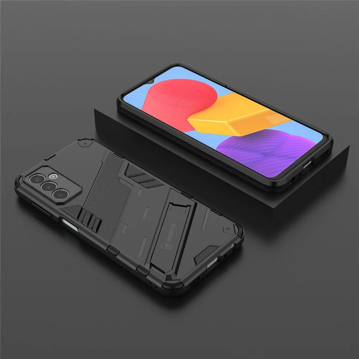 For Samsung Galaxy M13 4G Kickstand Protective Phone Case Drop-proof Hard PC Soft TPU Hybrid Cover - Black - 5