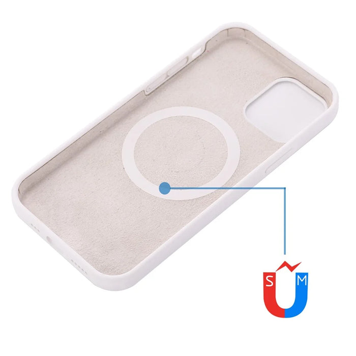 For iPhone 14 Pro 6.1 inch Liquid Silicone Back Cover Compatible with MagSafe Wireless Charging Anti-scratch Phone Case - White - 3