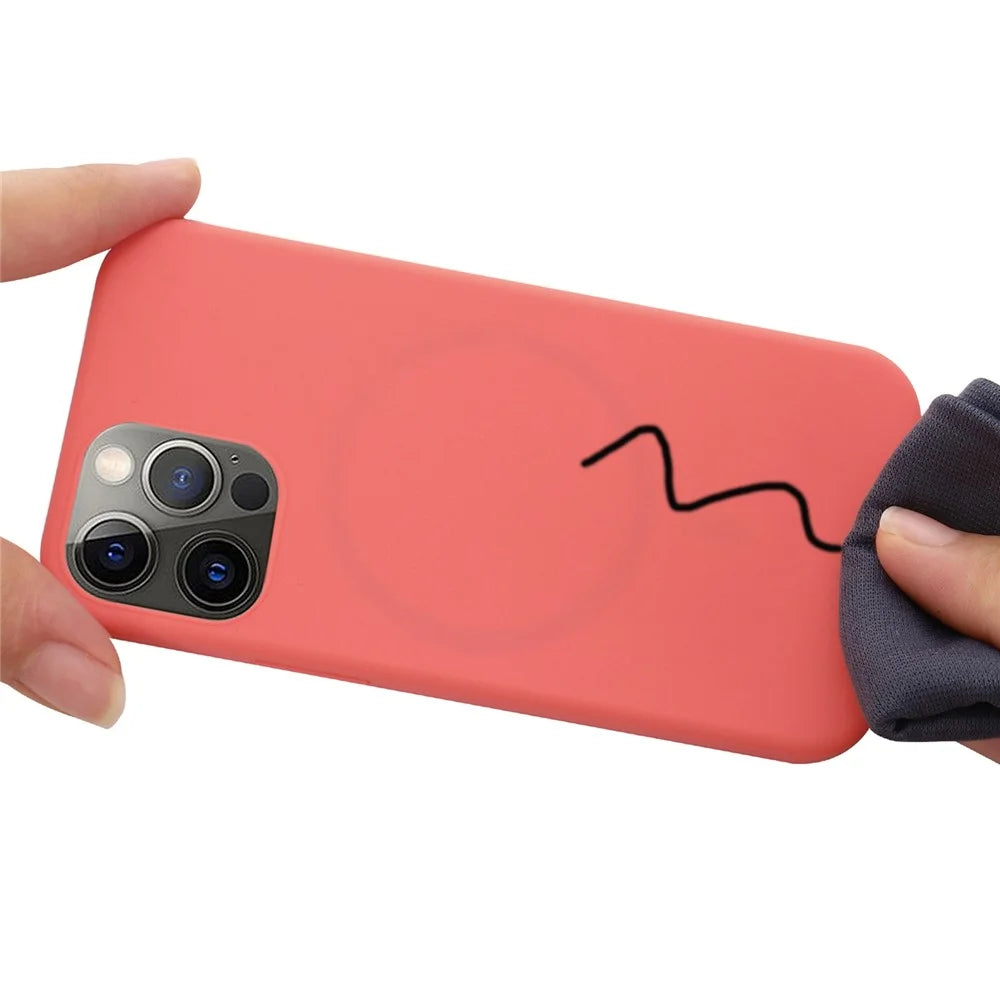 For iPhone 14 Pro Max 6.7 inch Compatible with MagSafe Wireless Charging Phone Case Ultra Slim Anti-fall Mobile Phone Silicone Cover - Hot Pink - 4