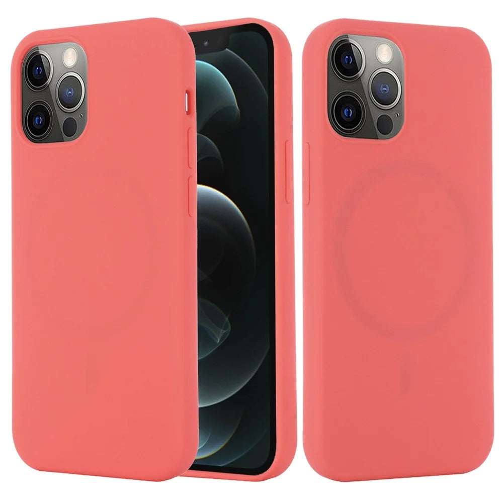 For iPhone 14 Pro Max 6.7 inch Compatible with MagSafe Wireless Charging Phone Case Ultra Slim Anti-fall Mobile Phone Silicone Cover - Hot Pink - 6