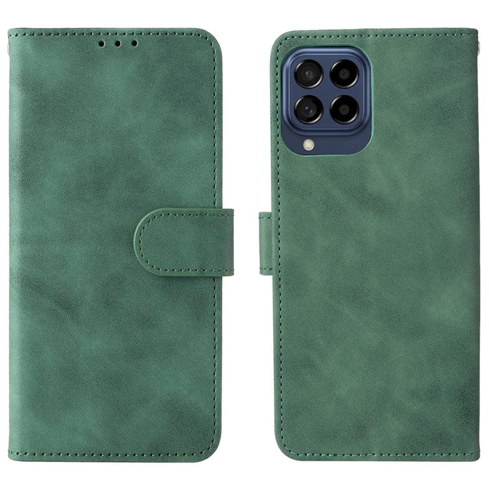 For Samsung Galaxy M53 5G Drop Proof Folio Flip Stand Wallet PU Leather Case Skin-Touch Feeling Protective Cover - Green - 1