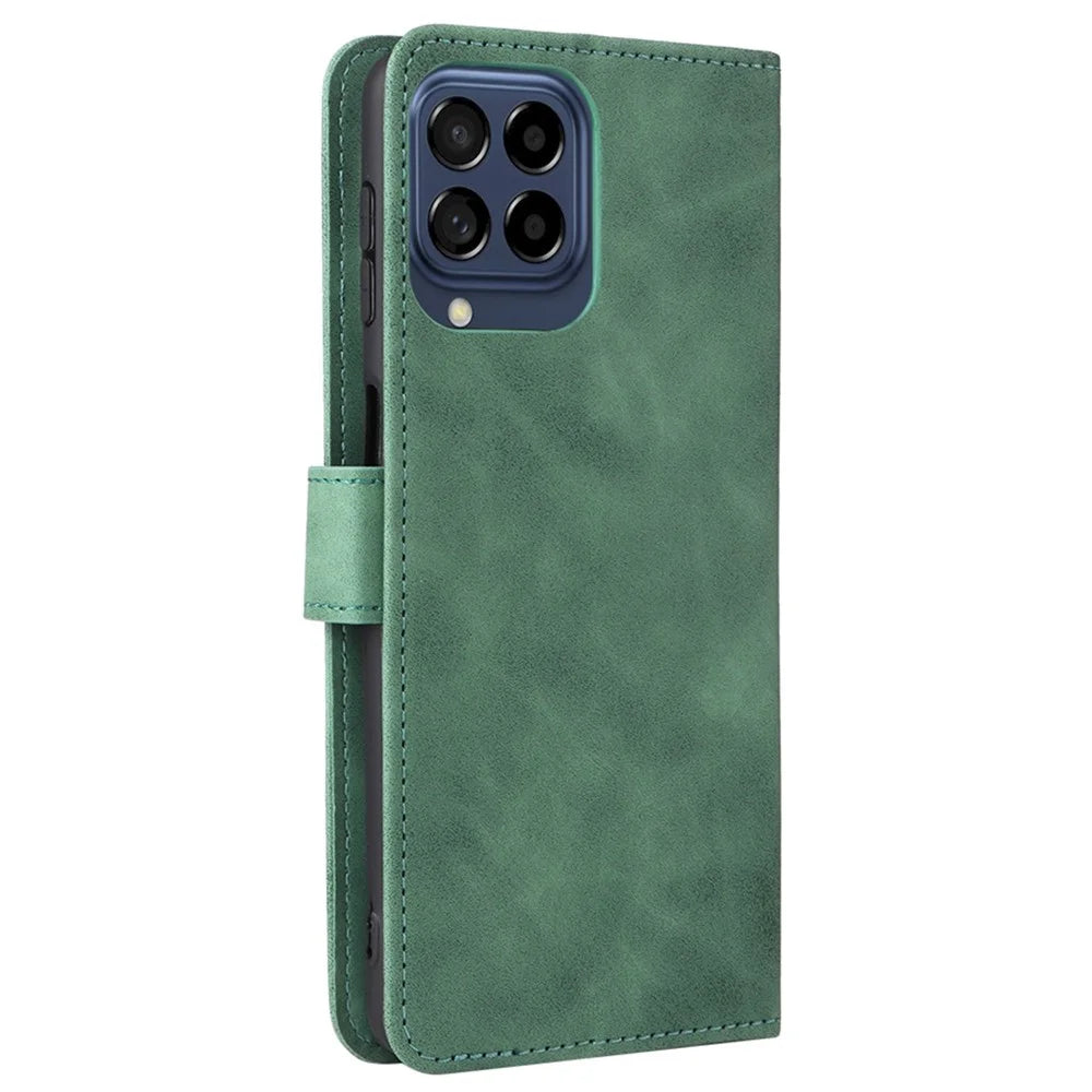 For Samsung Galaxy M53 5G Drop Proof Folio Flip Stand Wallet PU Leather Case Skin-Touch Feeling Protective Cover - Green - 6