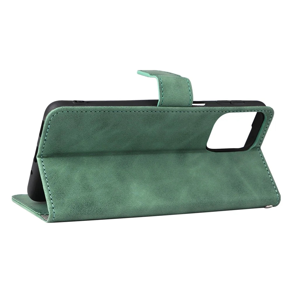 For Samsung Galaxy M53 5G Drop Proof Folio Flip Stand Wallet PU Leather Case Skin-Touch Feeling Protective Cover - Green - 4