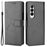 For Samsung Galaxy Z Fold4 5G Wallet Phone Case Diamond Texture Stand PU Leather Protective Folio Flip Cover - Black - 1