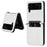 For Samsung Galaxy Z Flip4 5G Shockproof Phone Case Diamond Texture PU Leather + TPU Cover with Stand - White - 1