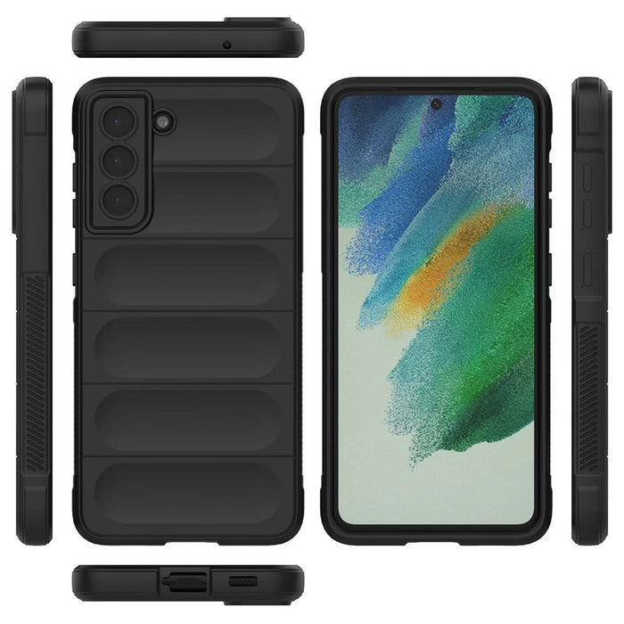 For Samsung Galaxy S21 FE 5G Rugged Design Phone Case Precise Cutout Scratch-resistant TPU Back Cover - Black - 6