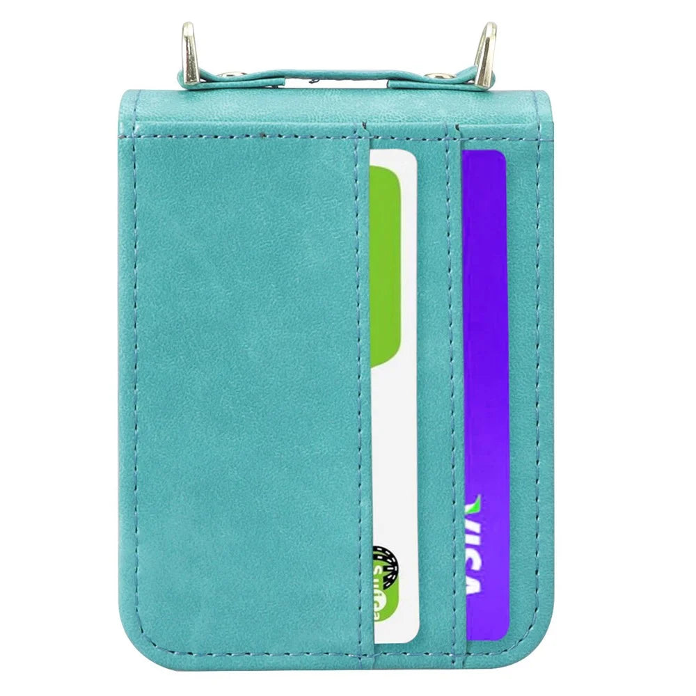 For Samsung Galaxy Z Flip4 5G Phone Cover with One-piece Design Anti-scratch PU Leather + PC Mobile Phone Case with Long Lanyard Card Holder - Green - 3