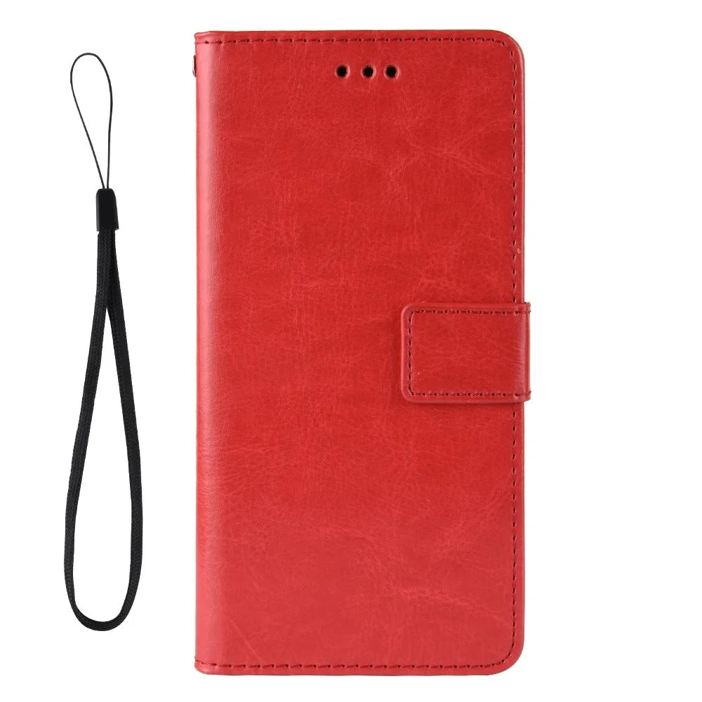 PU Leather Phone Case for Samsung Galaxy Z Fold4 5G, Crazy Horse Texture Folio Flip Cover with Stand / Card Slot - Red - 4