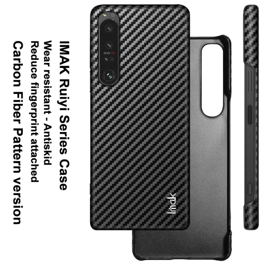 IMAK Ruiyi Series for Sony Xperia 1 IV 5G Carbon Fiber Texture Anti-fingerprint PC Hard Case Back Cover - 4