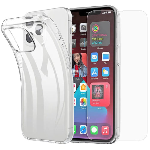 For iPhone 14 6.1 inch Super Clear TPU Ultra-thin Anti-dust Phone Case with 2.5D Arc Edge Tempered Glass Screen Protector - 1